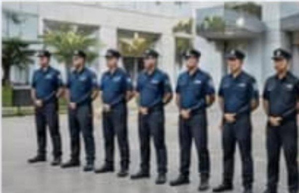 Uniformed security guard team on duty
